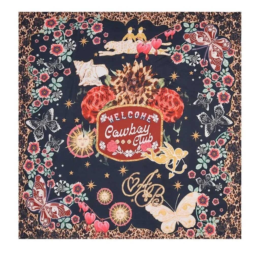 Agua Bendita Verona Bowly Cover Up Scarf Square Printed One Size NWT